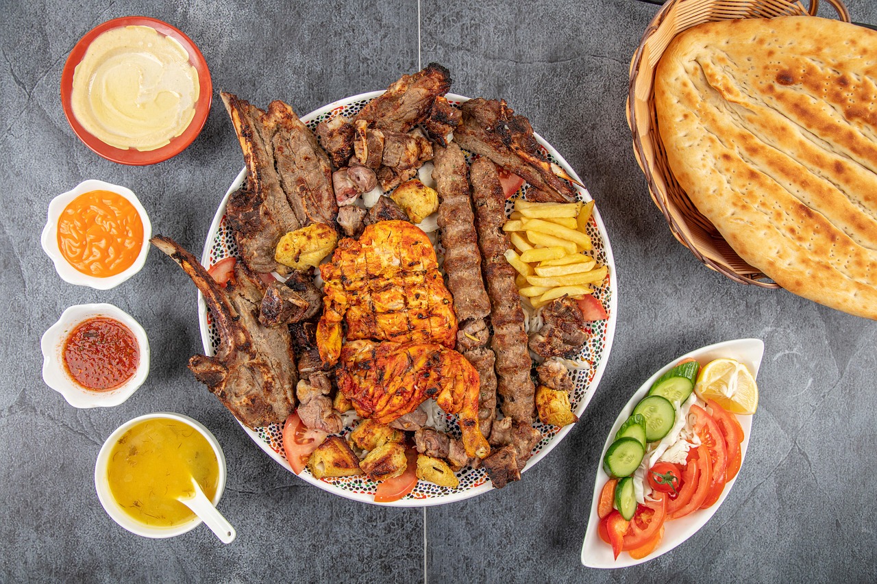 mix grill platter, kebab, rice, chicken fry, meat, lamb, chanp, bread, salad, hamus, platter food, arabic, meat roasted, seekh kebab, kebab, kebab, kebab, kebab, kebab, chicken fry, chicken fry, chicken fry